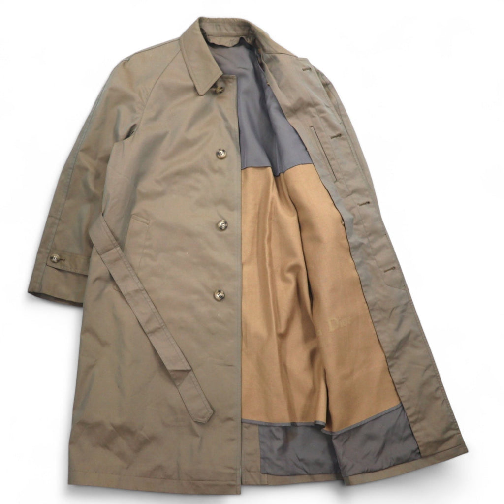 Christian Dior - Trench in cotone cerato, L, cachi iridescente, con cintura, abbottonatura nascosta, fodera rimovibile, Made in Japan.