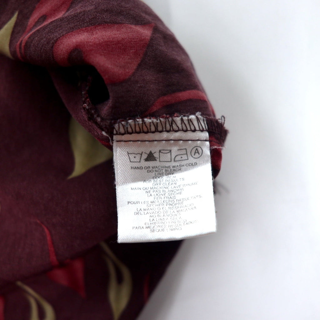 HARLEY DAVIDSON Camicia hawaiana a collo aperto, manica corta, in poliestere, taglia XXXL, bordeaux, fantasia all-over, motivo fiamme, ricamo logo piccolo, taglia oversize
