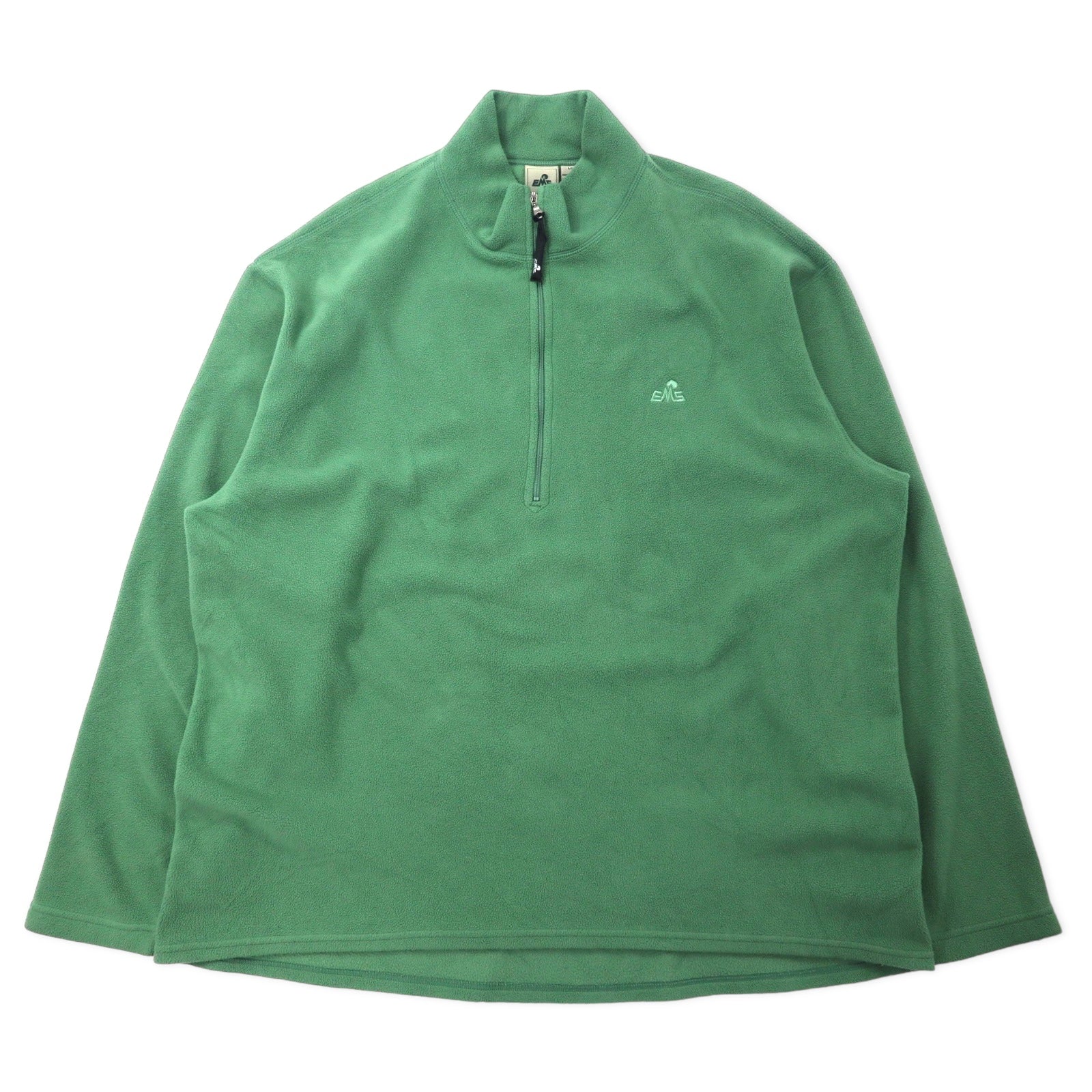 Felpa in pile EMS a mezza zip, taglia XL, colore verde, in poliestere, con logo ricamato, taglia abbondante