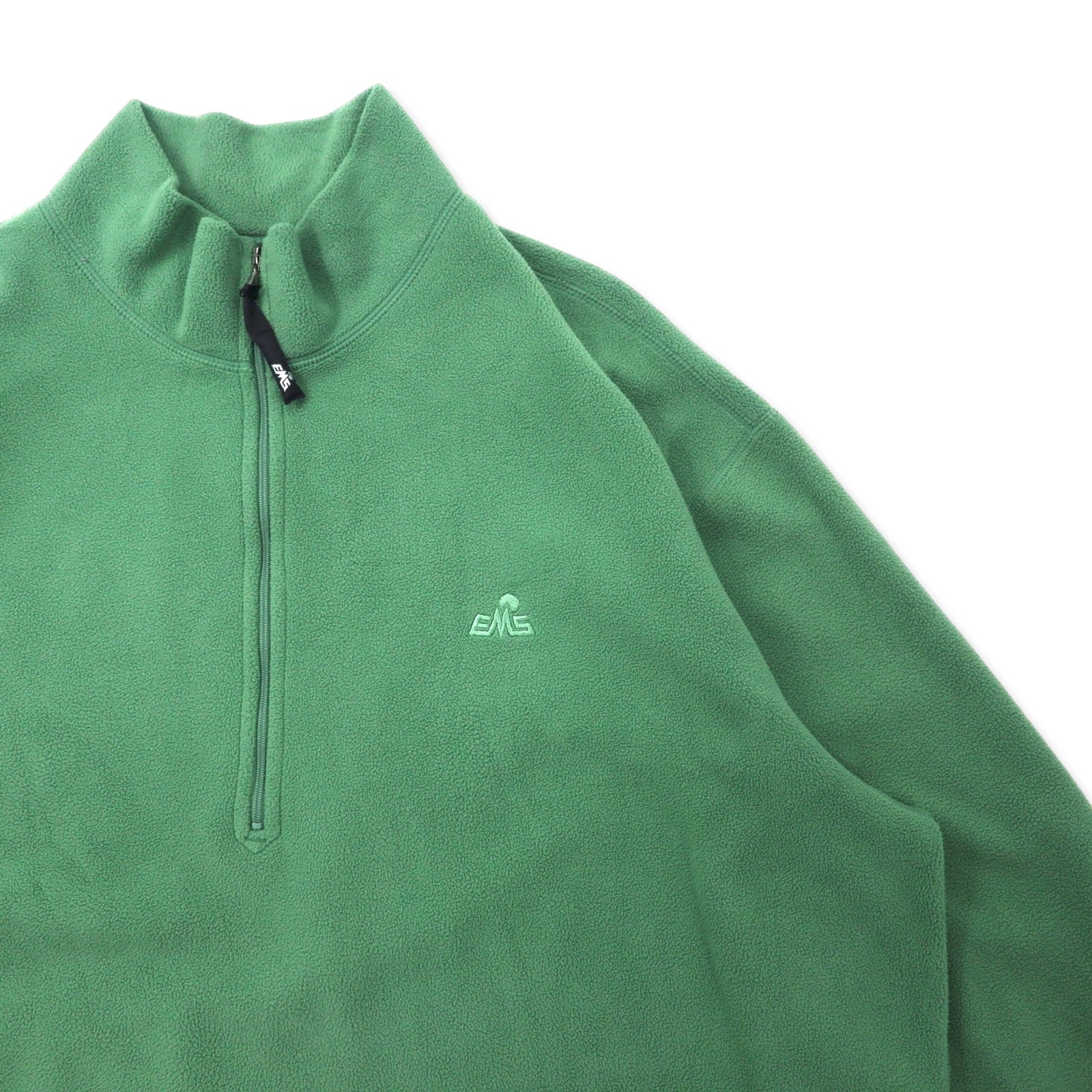 Felpa in pile EMS a mezza zip, taglia XL, colore verde, in poliestere, con logo ricamato, taglia abbondante