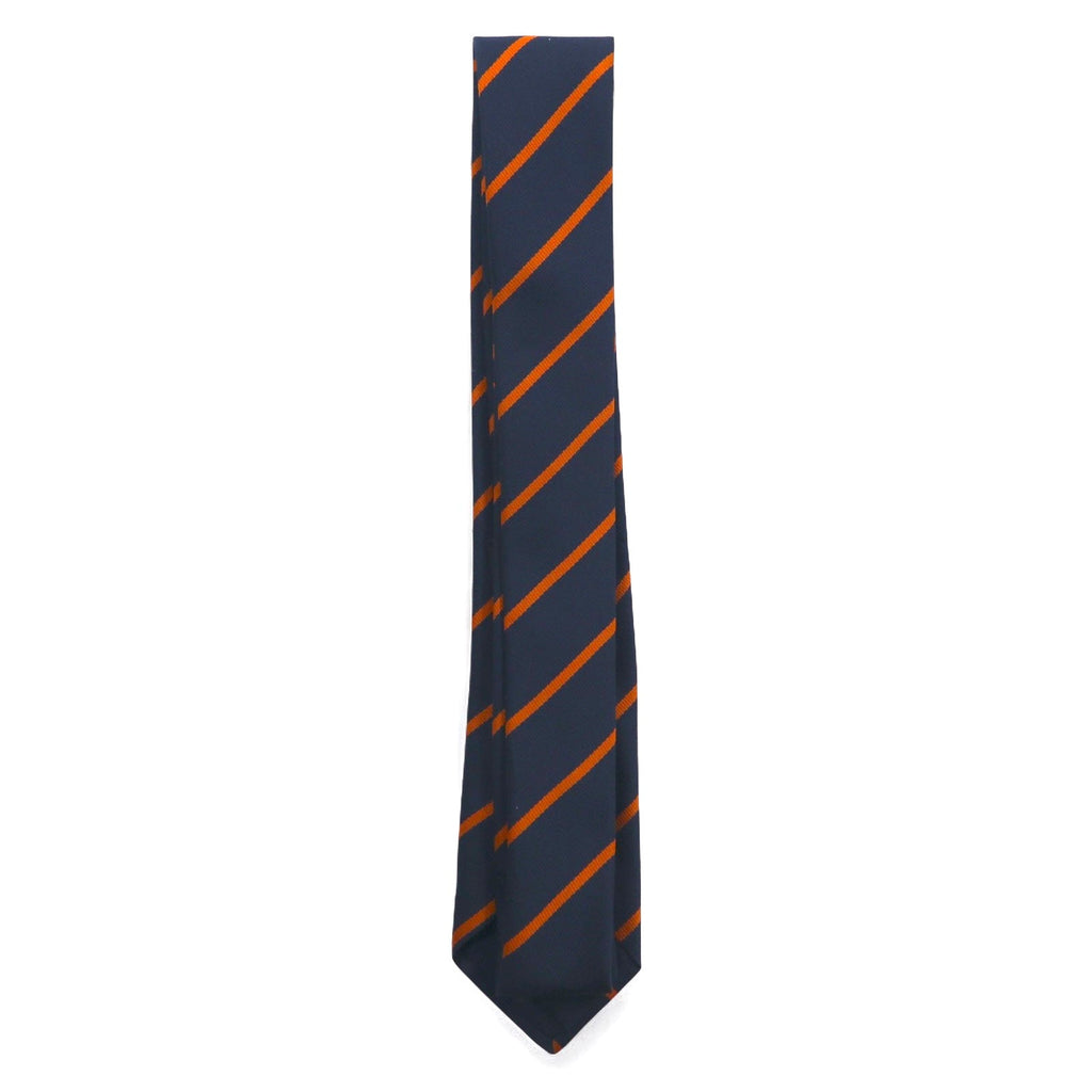 A.P.C. Cravatta a righe regimental blu navy in poliestere, Prodotto in Francia