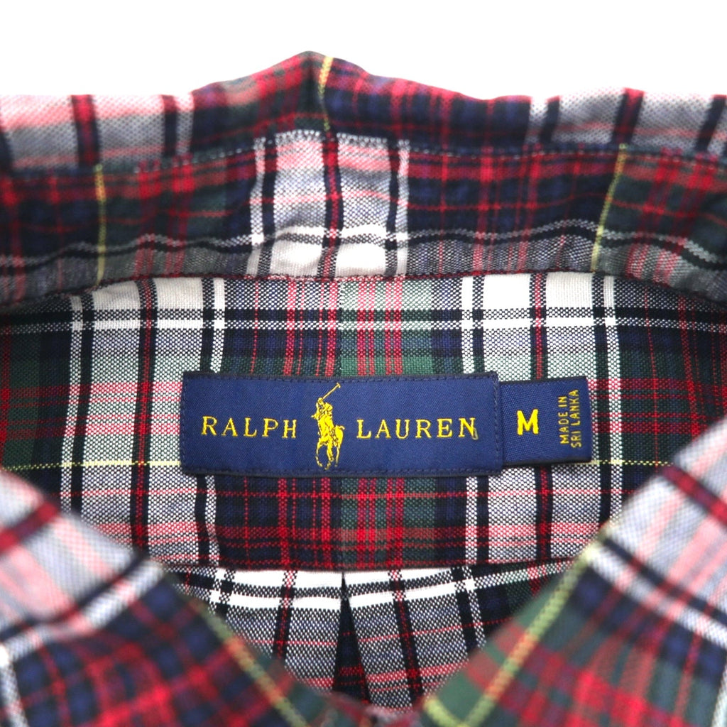 RALPH LAUREN Camicia di flanella button-down M Rosso a quadri Cotone Ricamo piccolo cavallino