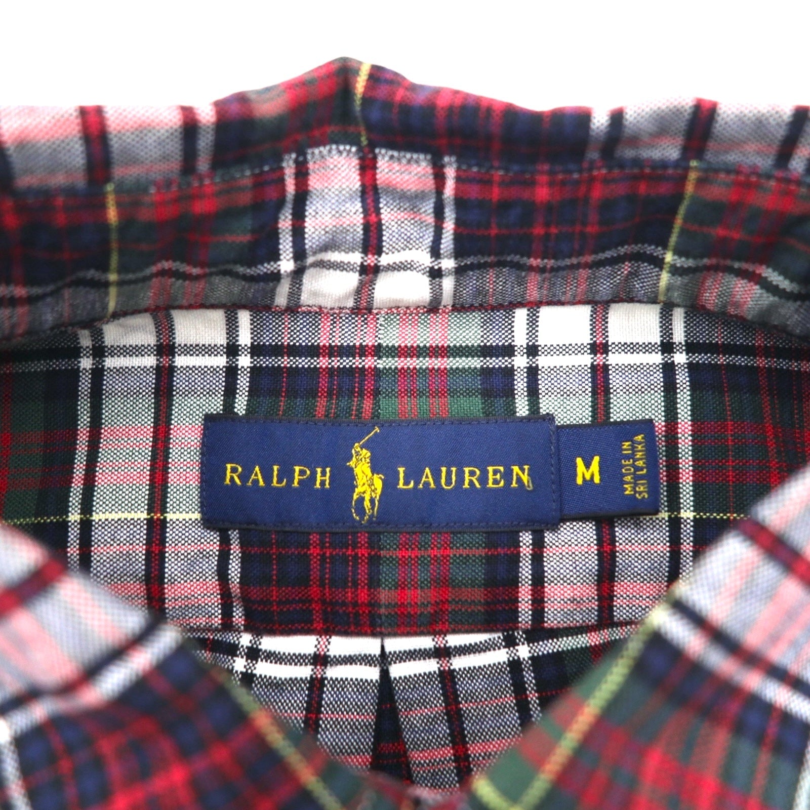 RALPH LAUREN Camicia di flanella button-down M Rosso a quadri Cotone Ricamo piccolo cavallino