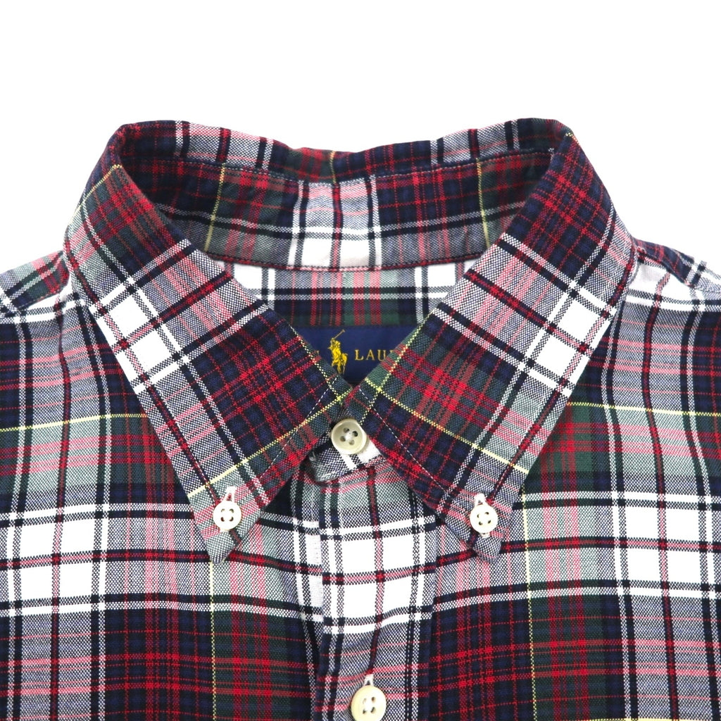 RALPH LAUREN Camicia di flanella button-down M Rosso a quadri Cotone Ricamo piccolo cavallino