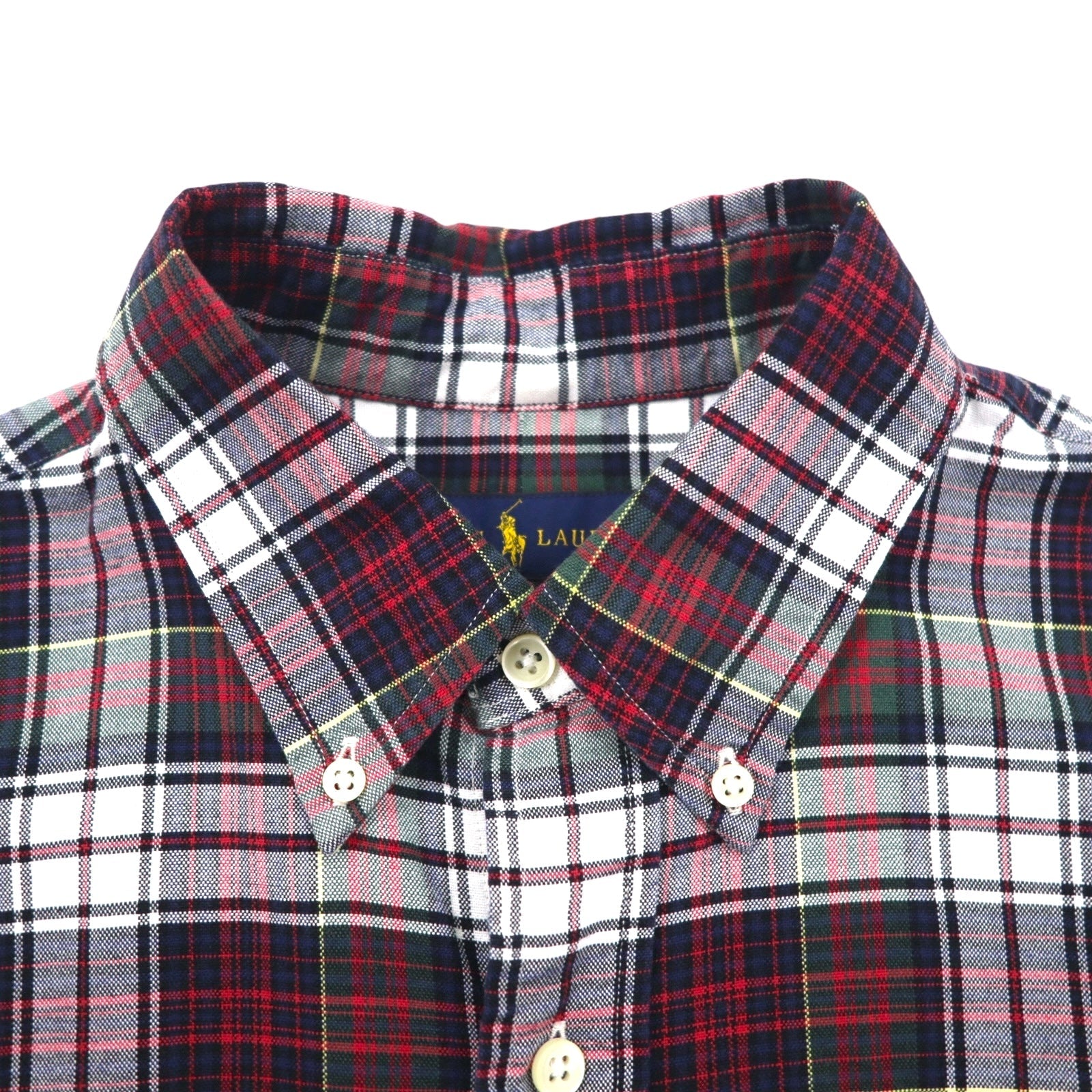 RALPH LAUREN Camicia di flanella button-down M Rosso a quadri Cotone Ricamo piccolo cavallino