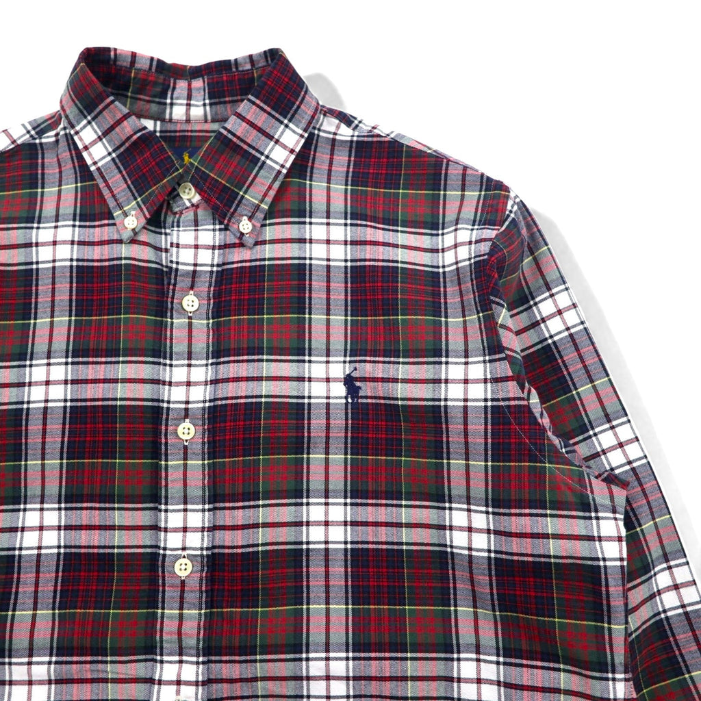 RALPH LAUREN Camicia di flanella button-down M Rosso a quadri Cotone Ricamo piccolo cavallino