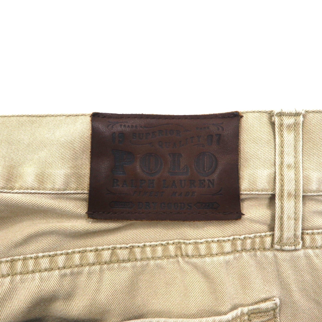 POLO RALPH LAUREN ストレート チノパンツ L ベージュ コットン TALONジップ レザーパッチ