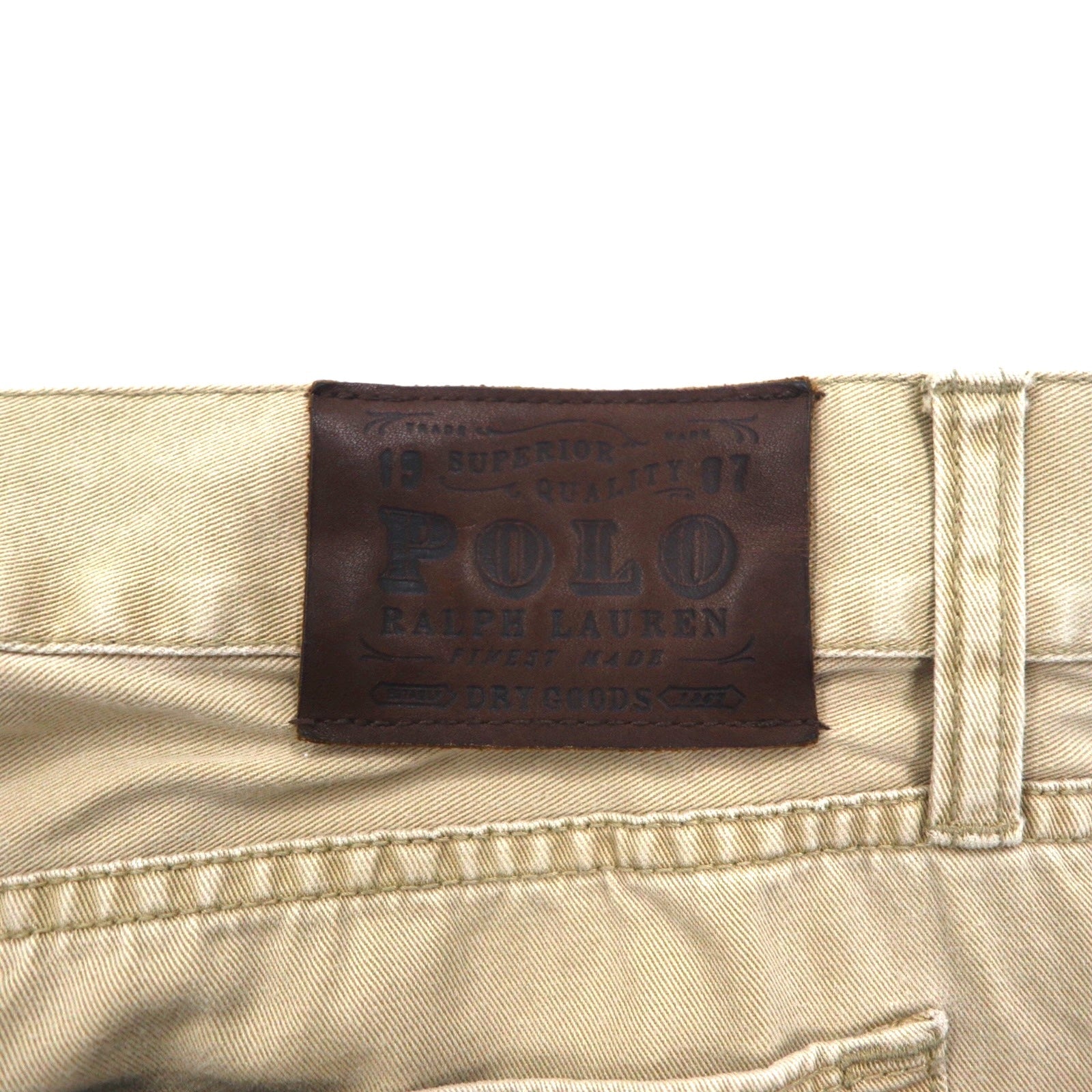 POLO RALPH LAUREN ストレート チノパンツ L ベージュ コットン TALONジップ レザーパッチ