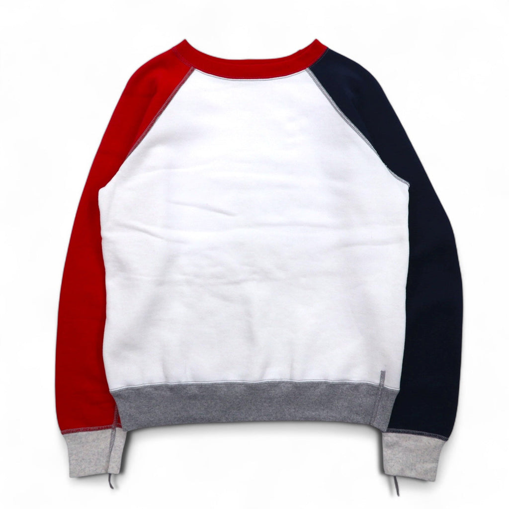 DENIME Felpa Raglan M Bianca Tricolore Foderata in pile DNM SPORTS Prodotto in Giappone