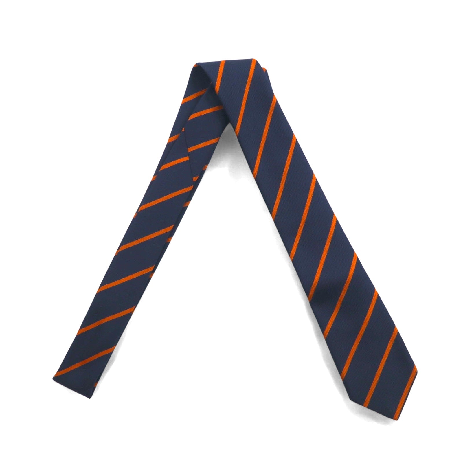 A.P.C. Cravatta a righe regimental blu navy in poliestere, Prodotto in Francia