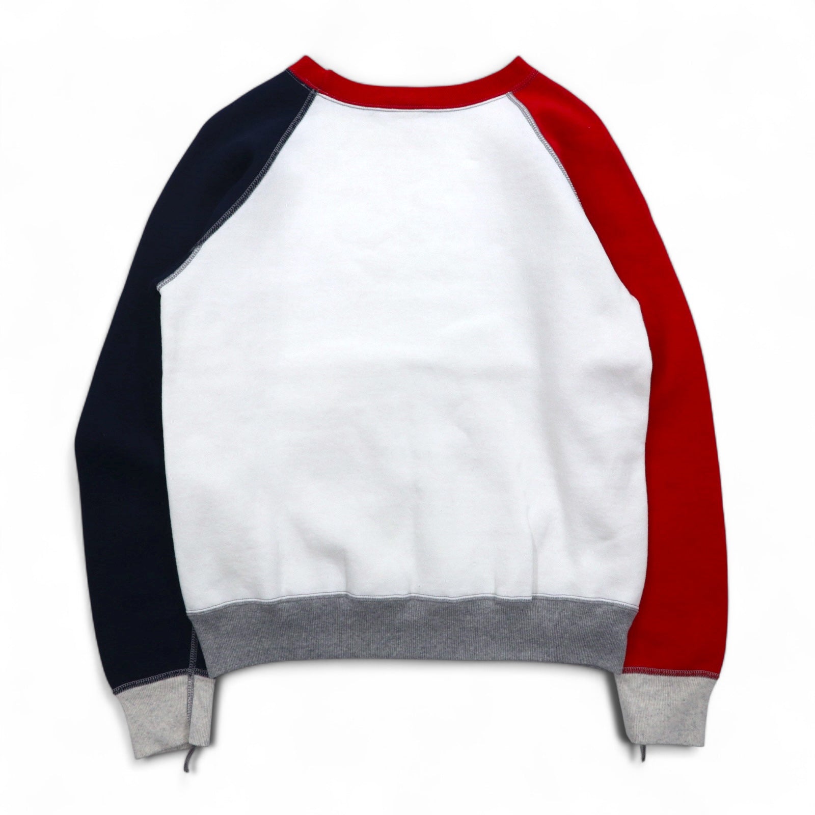DENIME Felpa Raglan M Bianca Tricolore Foderata in pile DNM SPORTS Prodotto in Giappone