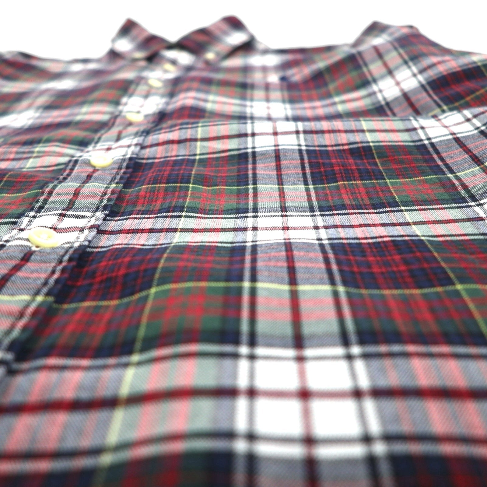 RALPH LAUREN Camicia di flanella button-down M Rosso a quadri Cotone Ricamo piccolo cavallino