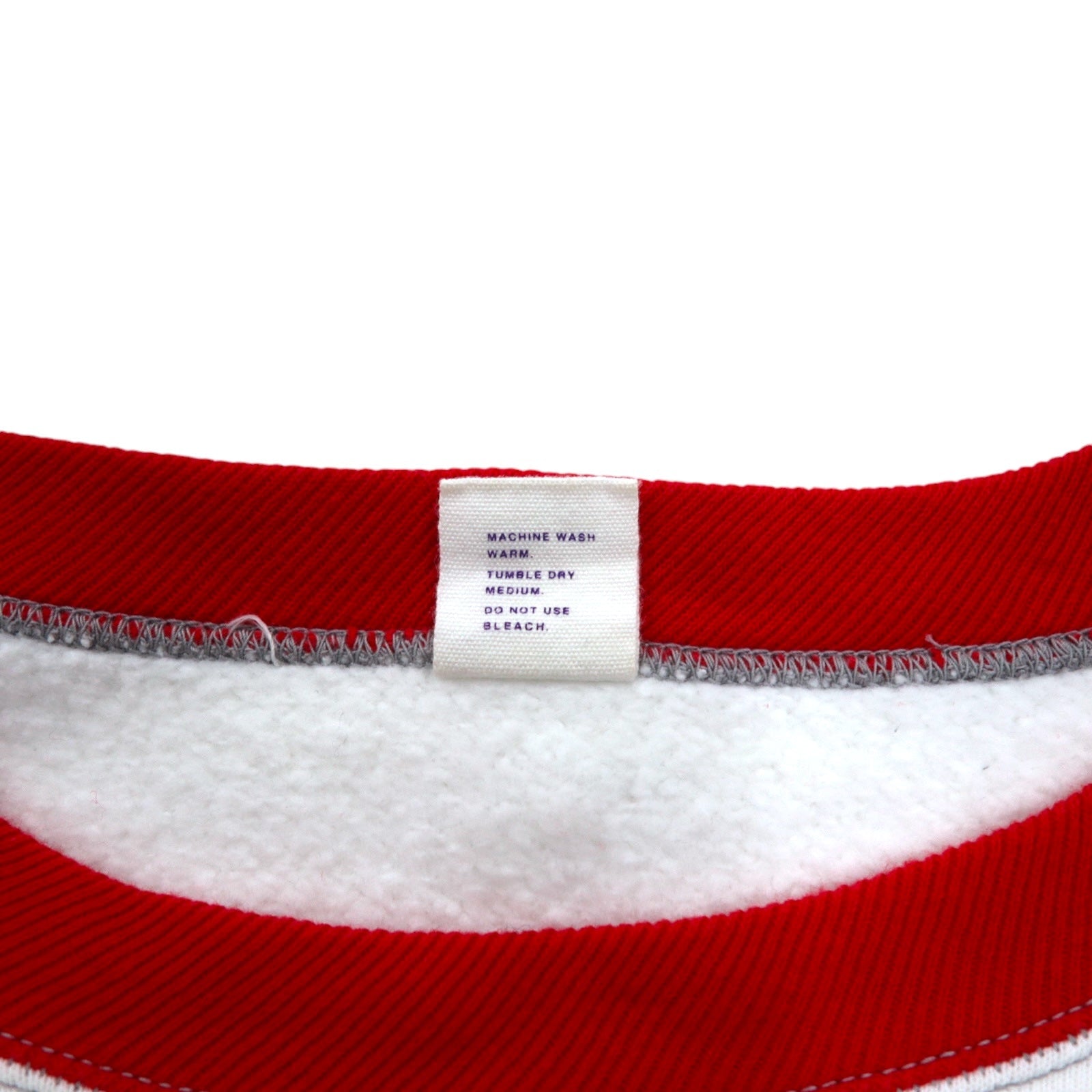 DENIME Felpa Raglan M Bianca Tricolore Foderata in pile DNM SPORTS Prodotto in Giappone
