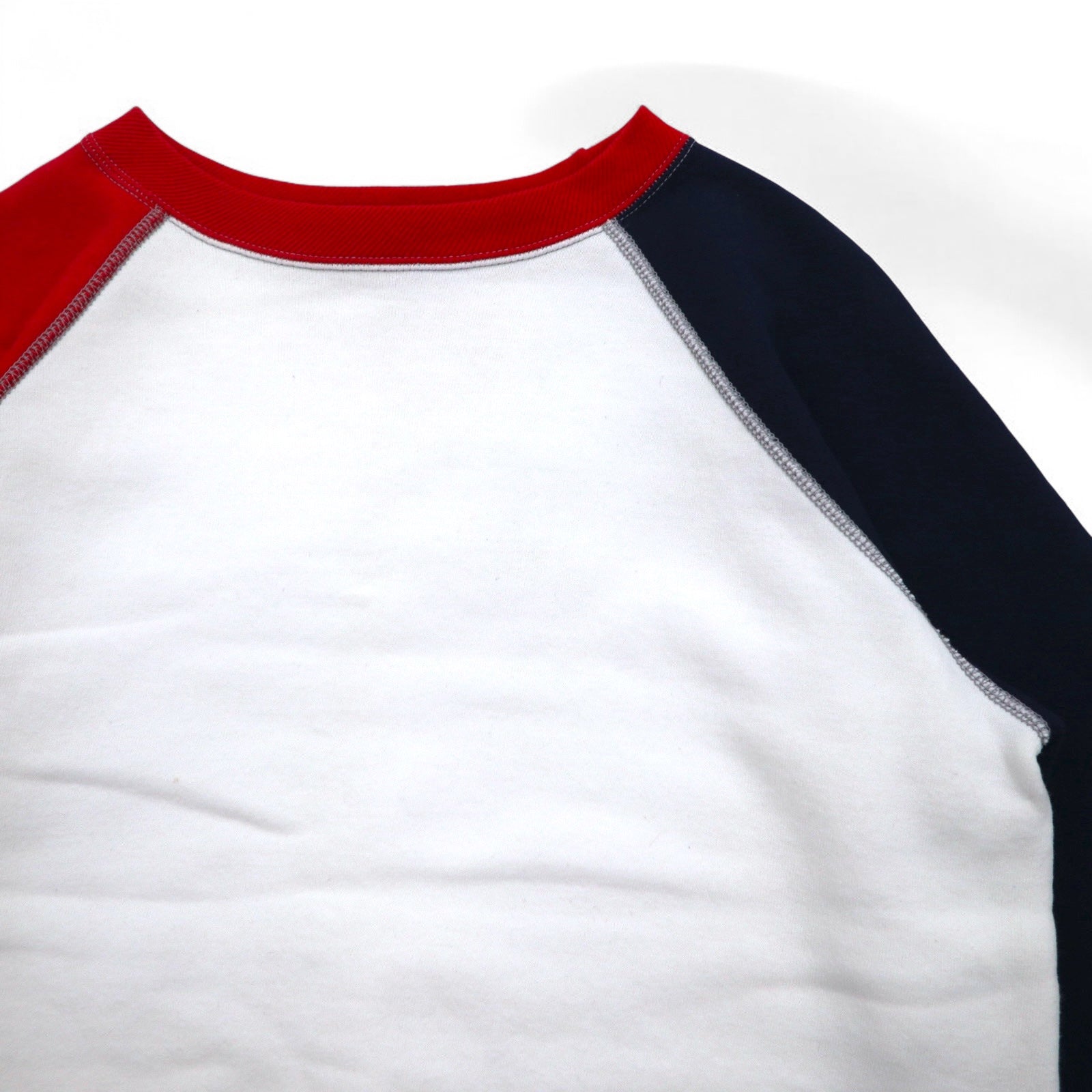 DENIME Felpa Raglan M Bianca Tricolore Foderata in pile DNM SPORTS Prodotto in Giappone
