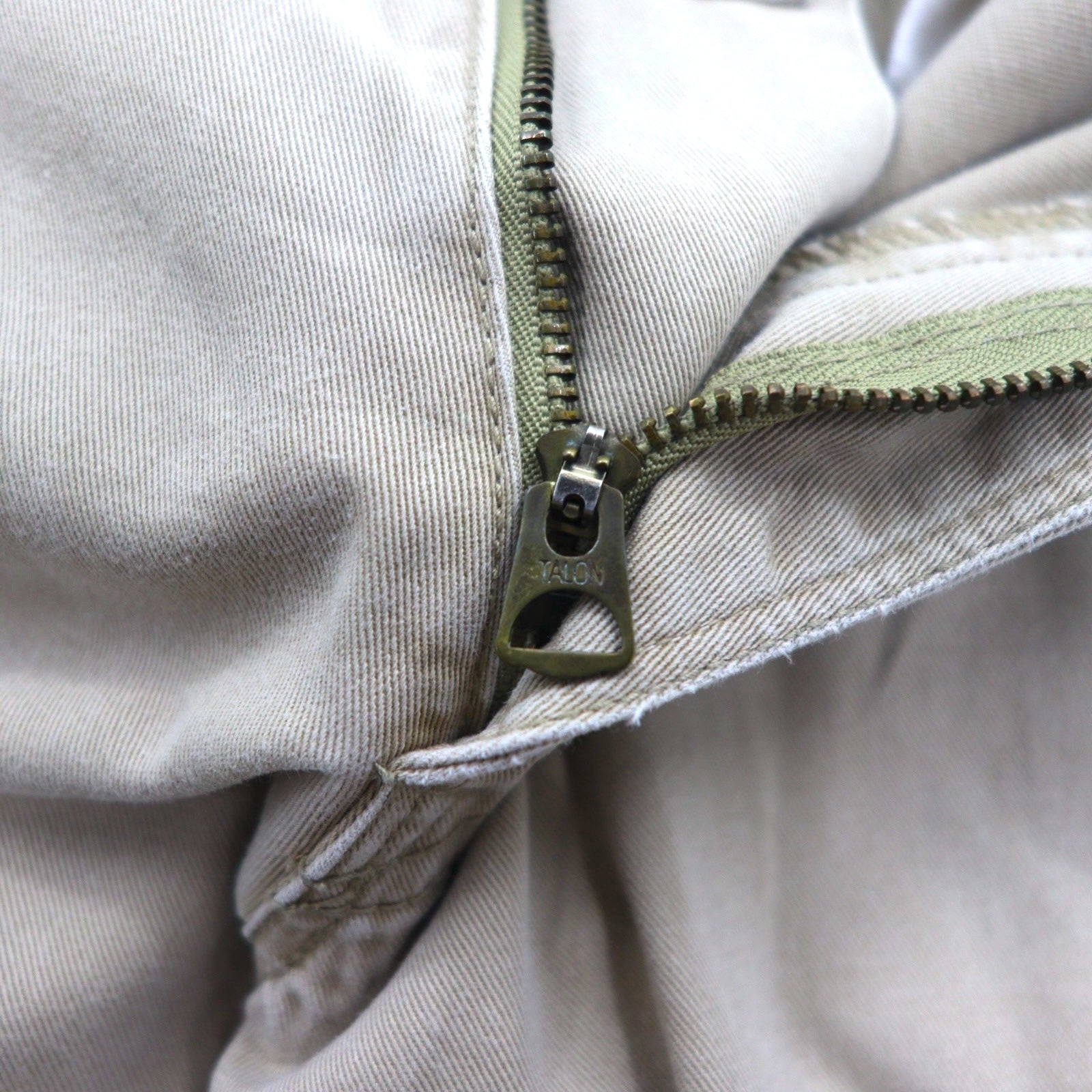 POLO RALPH LAUREN ストレート チノパンツ L ベージュ コットン TALONジップ レザーパッチ
