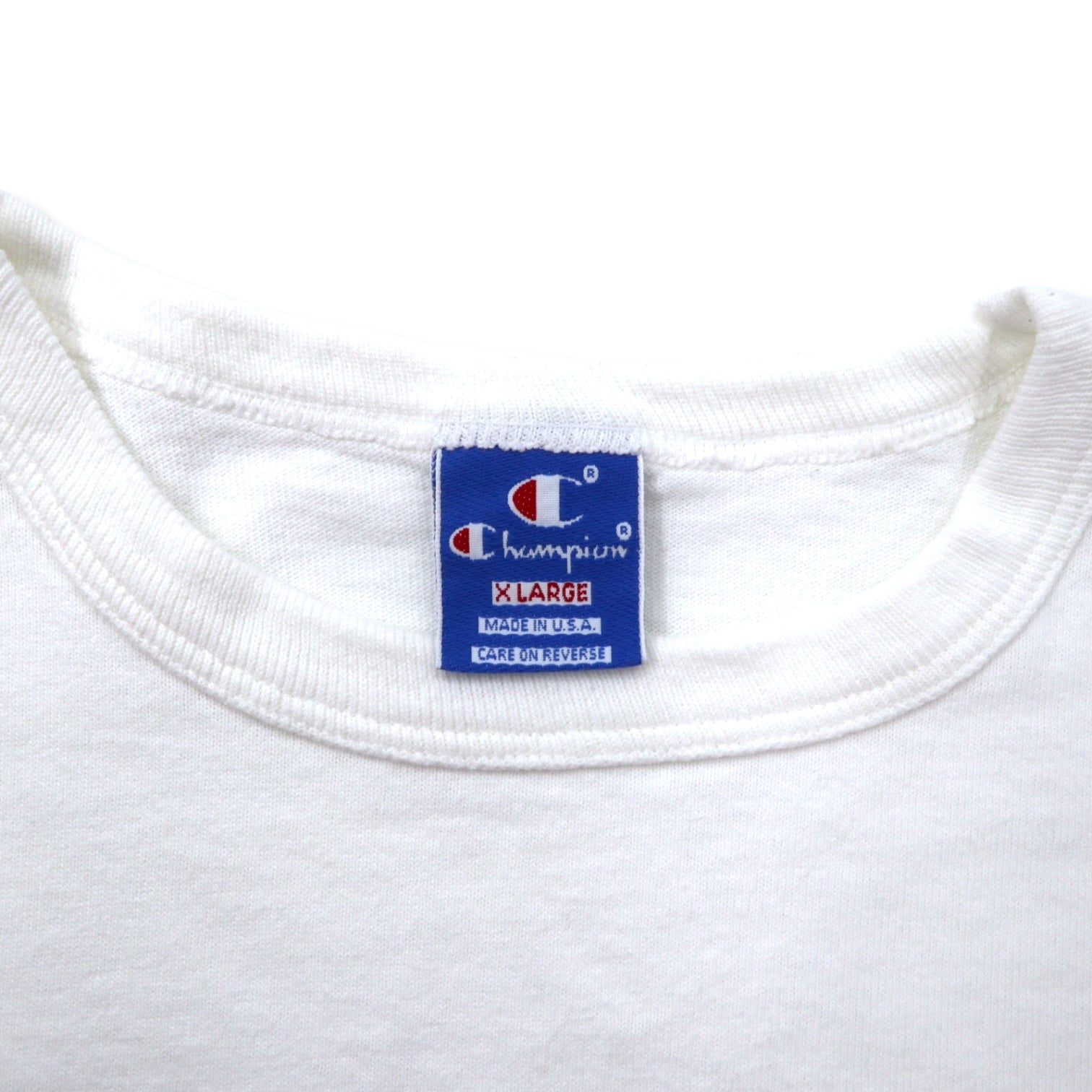 T-shirt Champion USA anni '80, stampa, XL, bianca, cotone, etichetta ricamata, STATE FARM