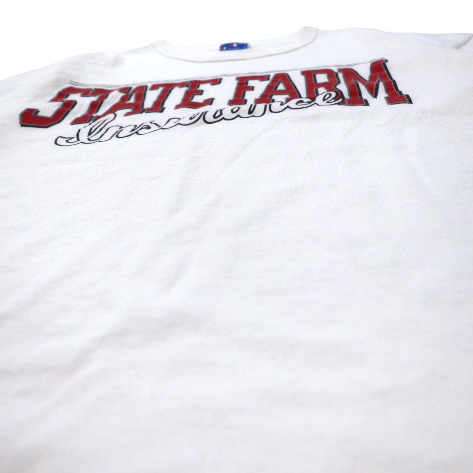 T-shirt Champion USA anni '80, stampa, XL, bianca, cotone, etichetta ricamata, STATE FARM