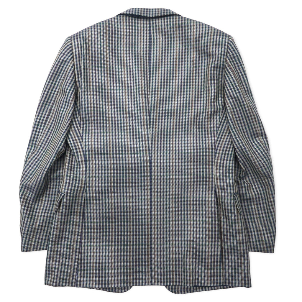 Burberrys Old 2B Blazer 98-88-175 AB6 Beige Navy Check Wool Silk Blend Made in Japan