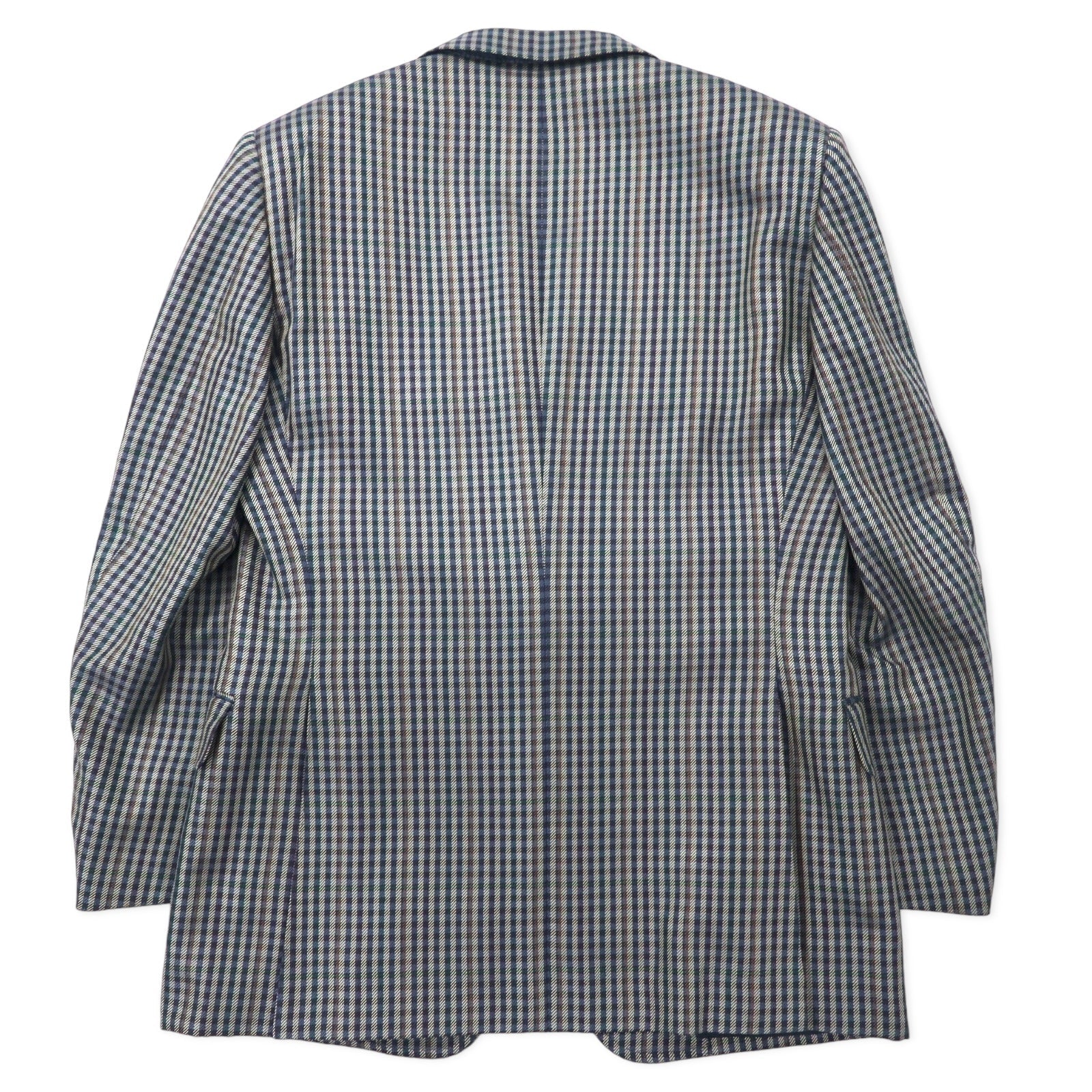 Burberrys Old 2B Blazer 98-88-175 AB6 Beige Navy Check Wool Silk Blend Made in Japan
