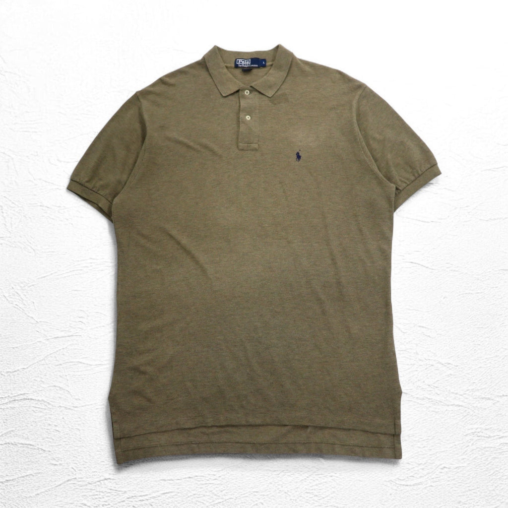Polo by Ralph Lauren 90年代 ポロシャツ L カーキ コットン 鹿の子 スモールポニー刺繍
