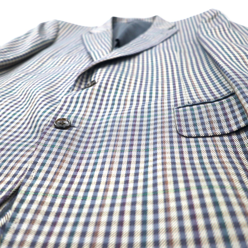 Burberrys Old 2B Blazer 98-88-175 AB6 Beige Navy Check Wool Silk Blend Made in Japan