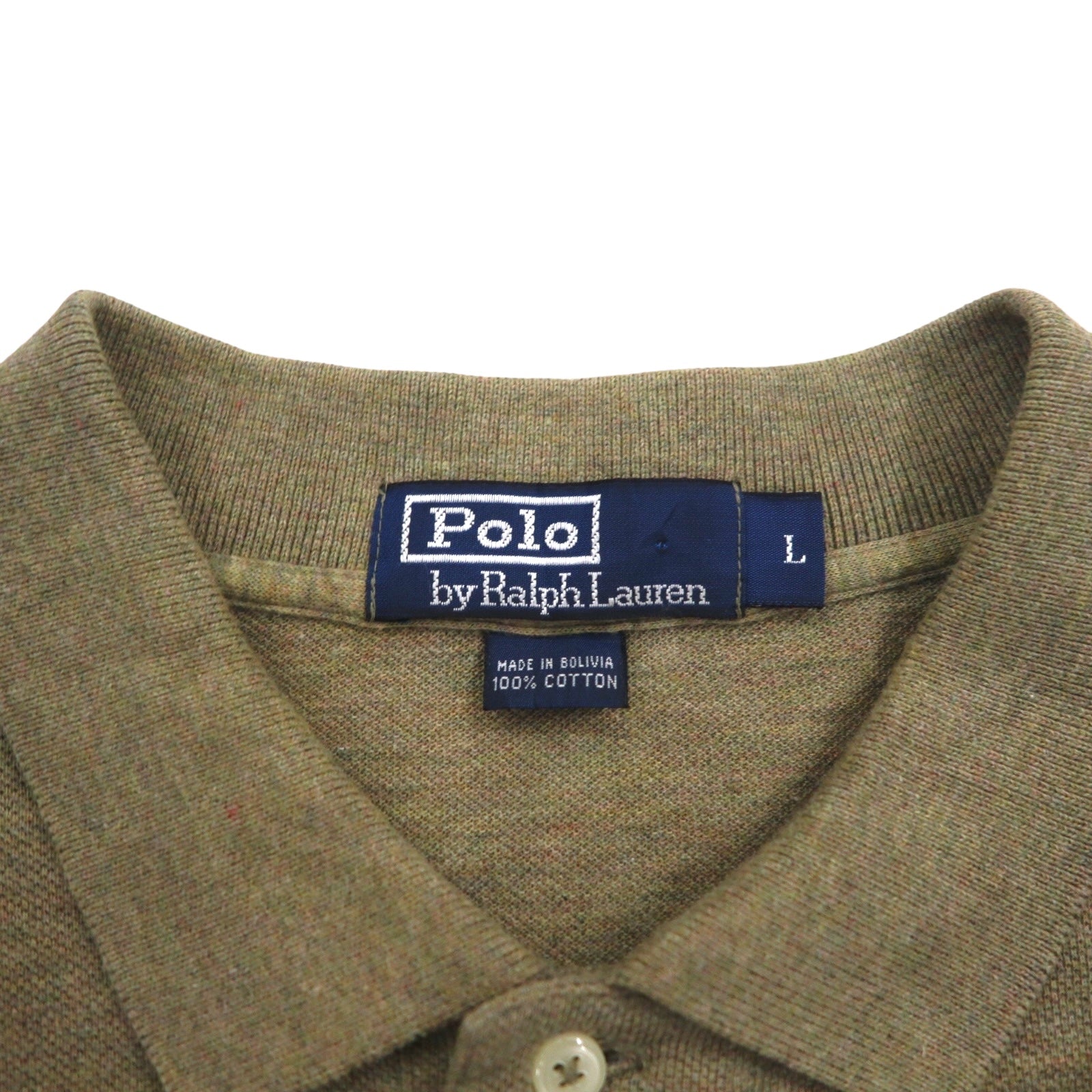 Polo by Ralph Lauren anni '90 Polo L Kaki Cotone Piqué Piccolo ricamo pony