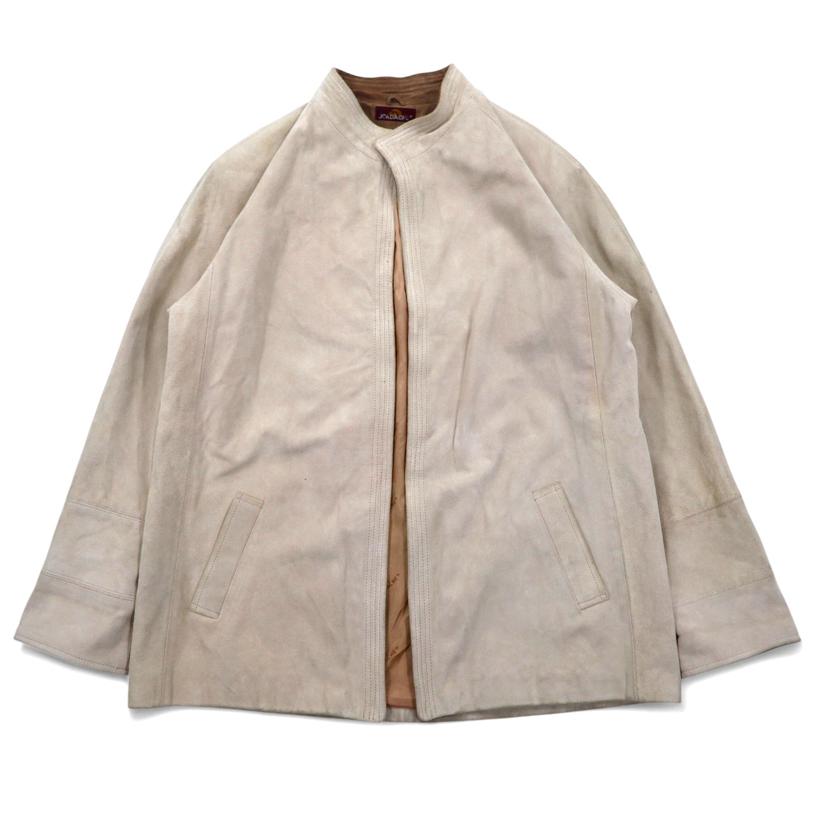 Giacca in pelle scamosciata JORDACHE anni '80, bomber, taglia M, beige, in pelle