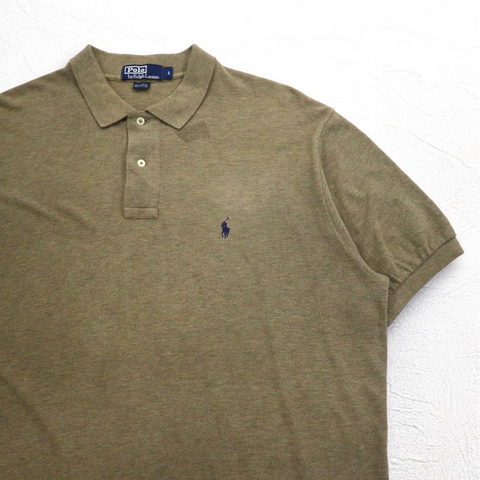 Polo by Ralph Lauren anni '90 Polo L Kaki Cotone Piqué Piccolo ricamo pony