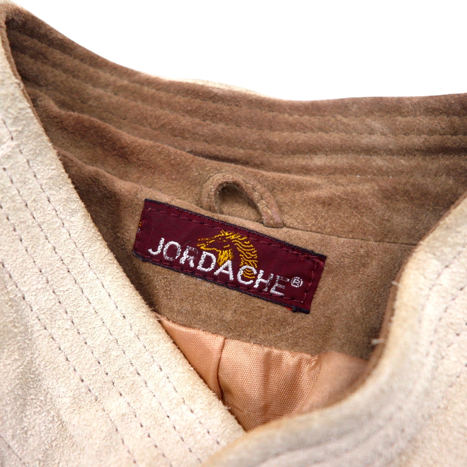 Giacca in pelle scamosciata JORDACHE anni '80, bomber, taglia M, beige, in pelle