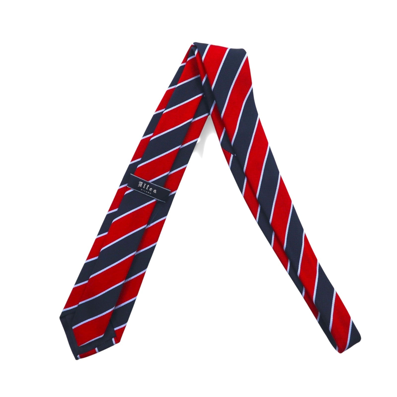 Altea Cravatta italiana a righe regimental rossa e blu navy, disponibile presso UNITED ARROWS
