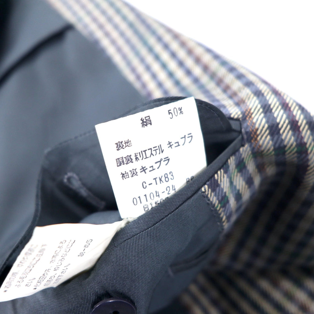 Burberrys Old 2B Blazer 98-88-175 AB6 Beige Navy Check Wool Silk Blend Made in Japan