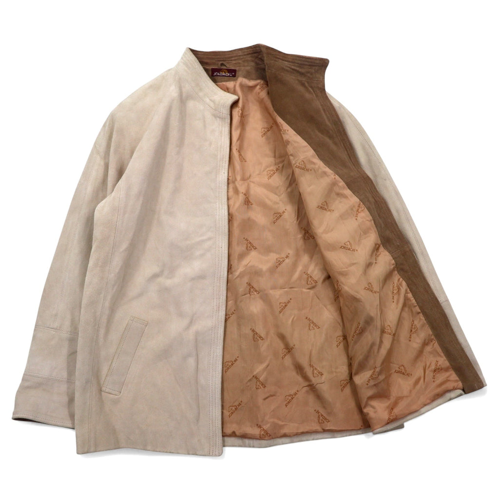 Giacca in pelle scamosciata JORDACHE anni '80, bomber, taglia M, beige, in pelle