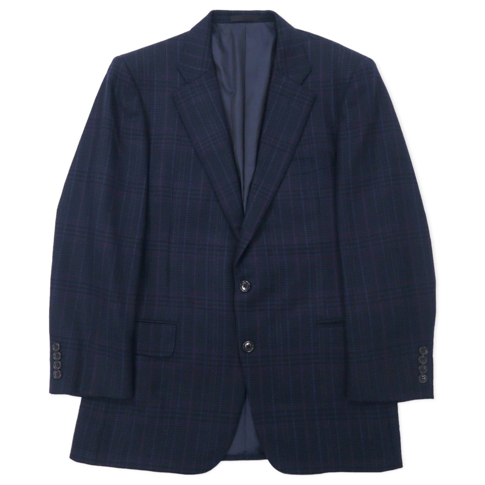 Burberrys オールド 2B ツイード テーラードジャケット 94-82-175 AB6 ネイビー チェック ウール 日本製