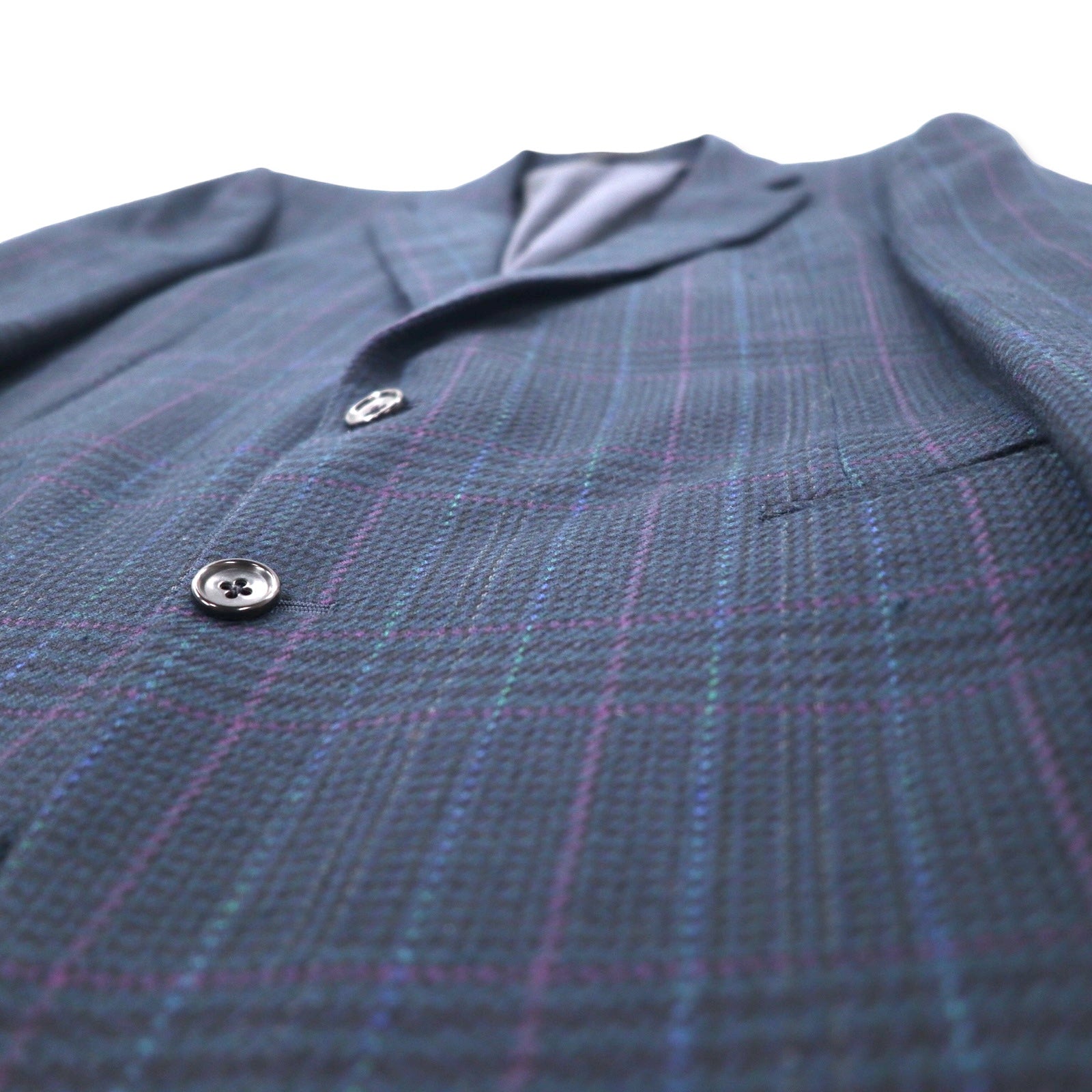 Burberrys Old Blazer in tweed 2 bottoni 94-82-175 AB6, fantasia check blu navy, in lana, made in Japan