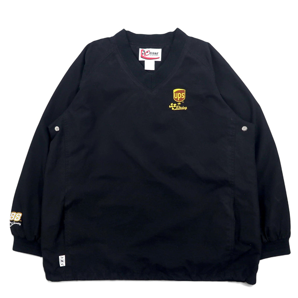 CHASE AUTHENTICS Giacca a vento pullover da racing in nylon taglia L nera con coulisse in poliestere e ricamo UPS