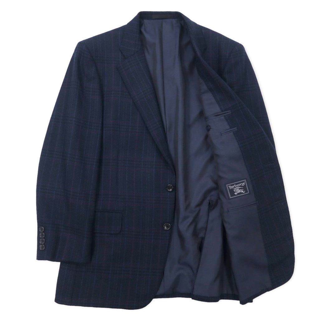 Burberrys Old Blazer in tweed 2 bottoni 94-82-175 AB6, fantasia check blu navy, in lana, made in Japan