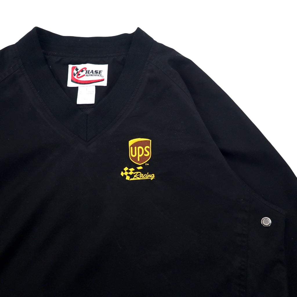 CHASE AUTHENTICS Giacca a vento pullover da racing in nylon taglia L nera con coulisse in poliestere e ricamo UPS