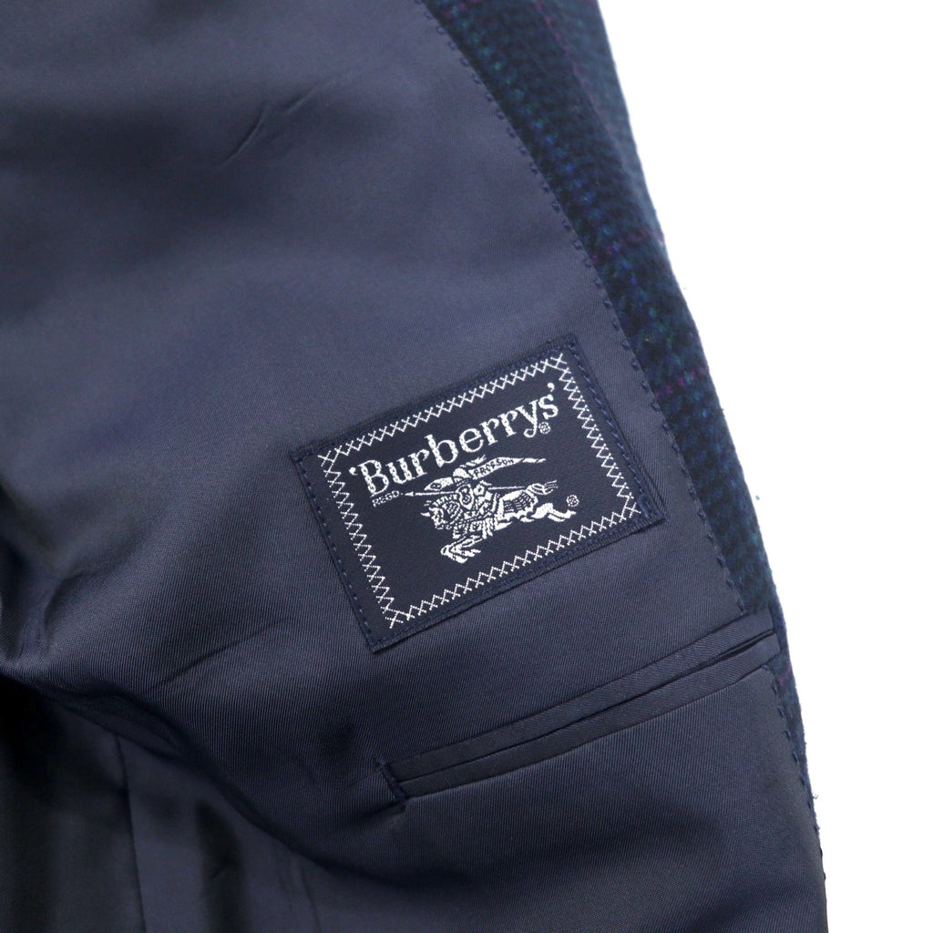 Burberrys Old Blazer in tweed 2 bottoni 94-82-175 AB6, fantasia check blu navy, in lana, made in Japan