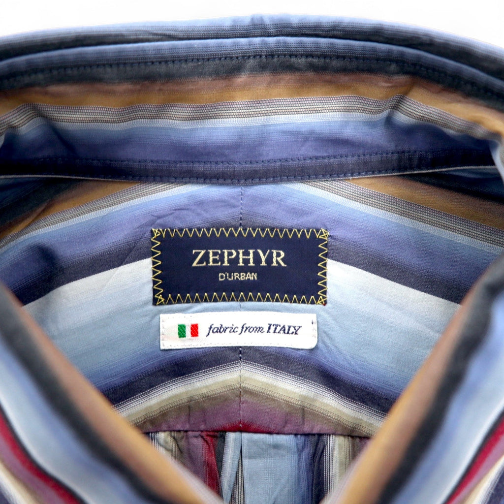 ZEPHYR (D'URBAN) Camicia button-down a righe multiple XL blu Tessuto italiano