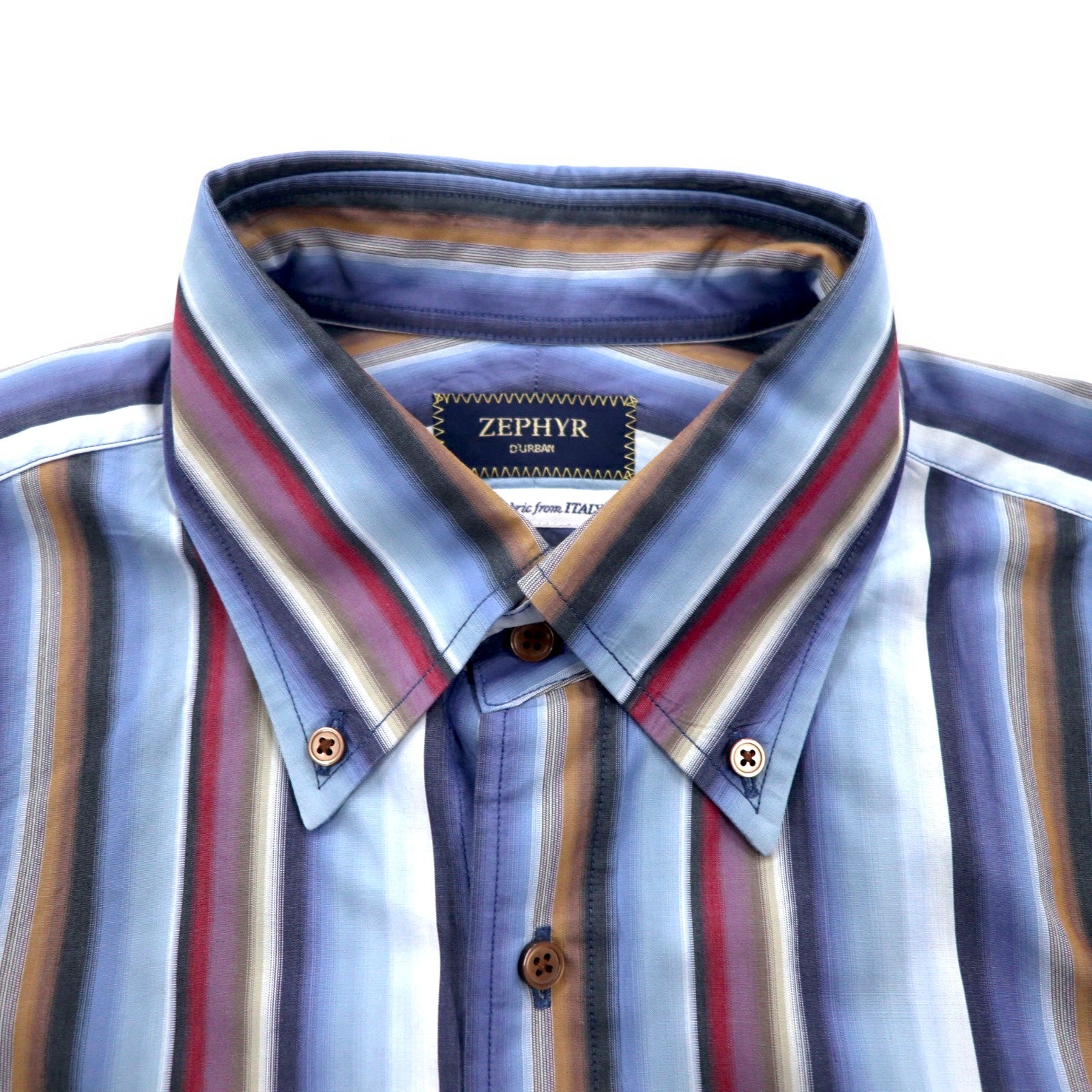 ZEPHYR (D'URBAN) Camicia button-down a righe multiple XL blu Tessuto italiano