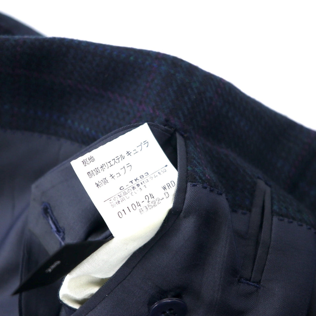 Burberrys Old Blazer in tweed 2 bottoni 94-82-175 AB6, fantasia check blu navy, in lana, made in Japan