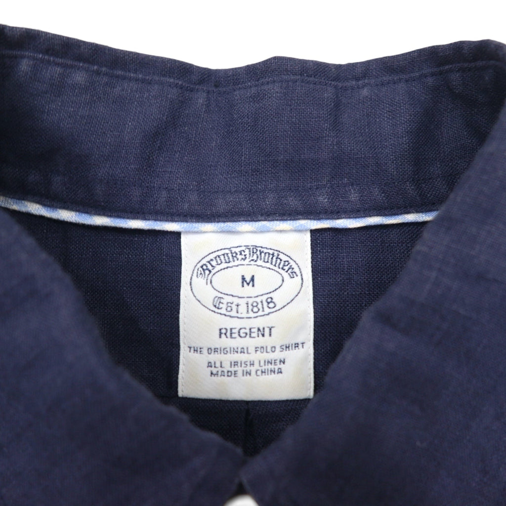 Brooks Brothers REGENT リネン ボタンダウンシャツ M ネイビー アイリッシュリネン 麻 胸ポケット  BAIRD McNUTT