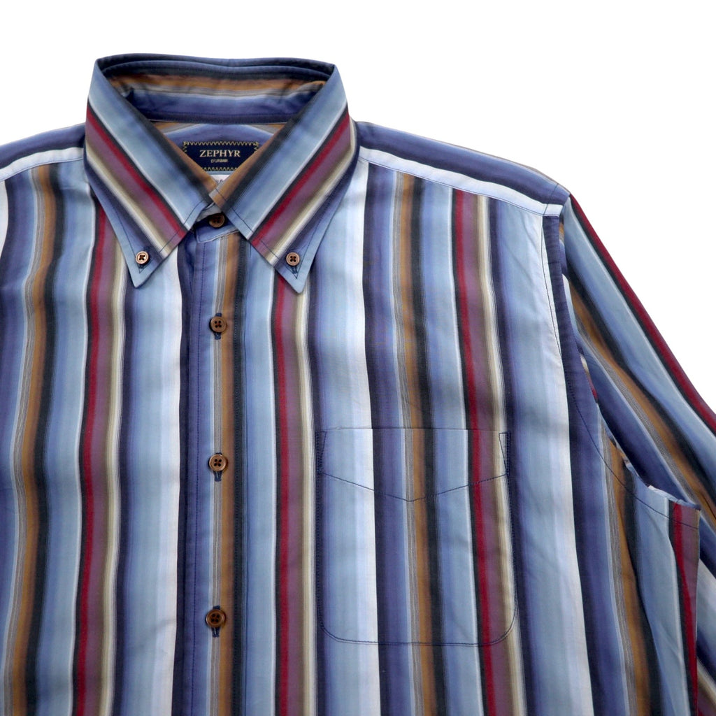ZEPHYR (D'URBAN) Camicia button-down a righe multiple XL blu Tessuto italiano