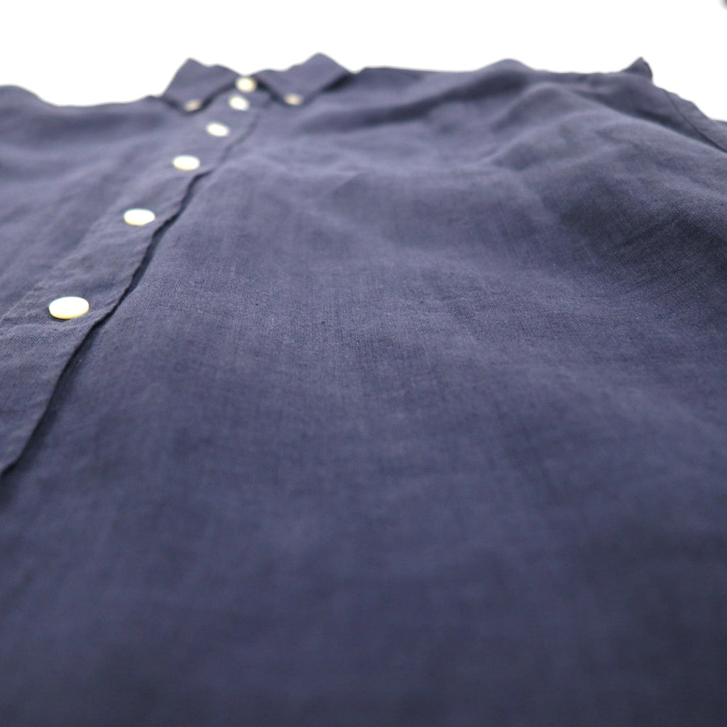 Brooks Brothers REGENT リネン ボタンダウンシャツ M ネイビー アイリッシュリネン 麻 胸ポケット  BAIRD McNUTT