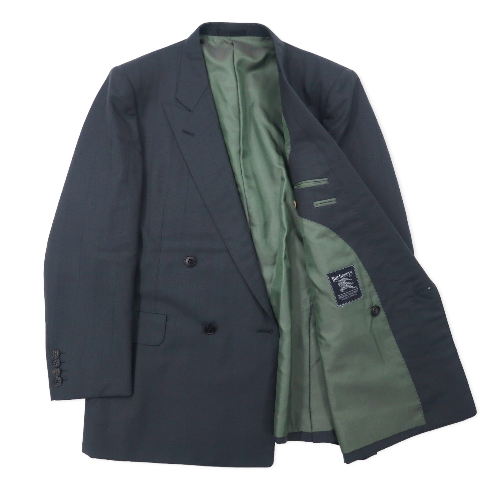 Burberrys オールド ダブル スーツ セットアップ 96-86-170 AB5 グレー シャドーストライプ ウール 日本製