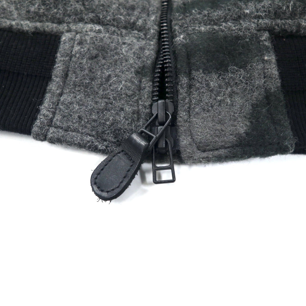 BOLINI BOLINI Giubbotto college con maniche in pelle 48 Grigio Nero Fantasia mimetica Melton Lana Pelle di capra Ricamo tigrato sul retro