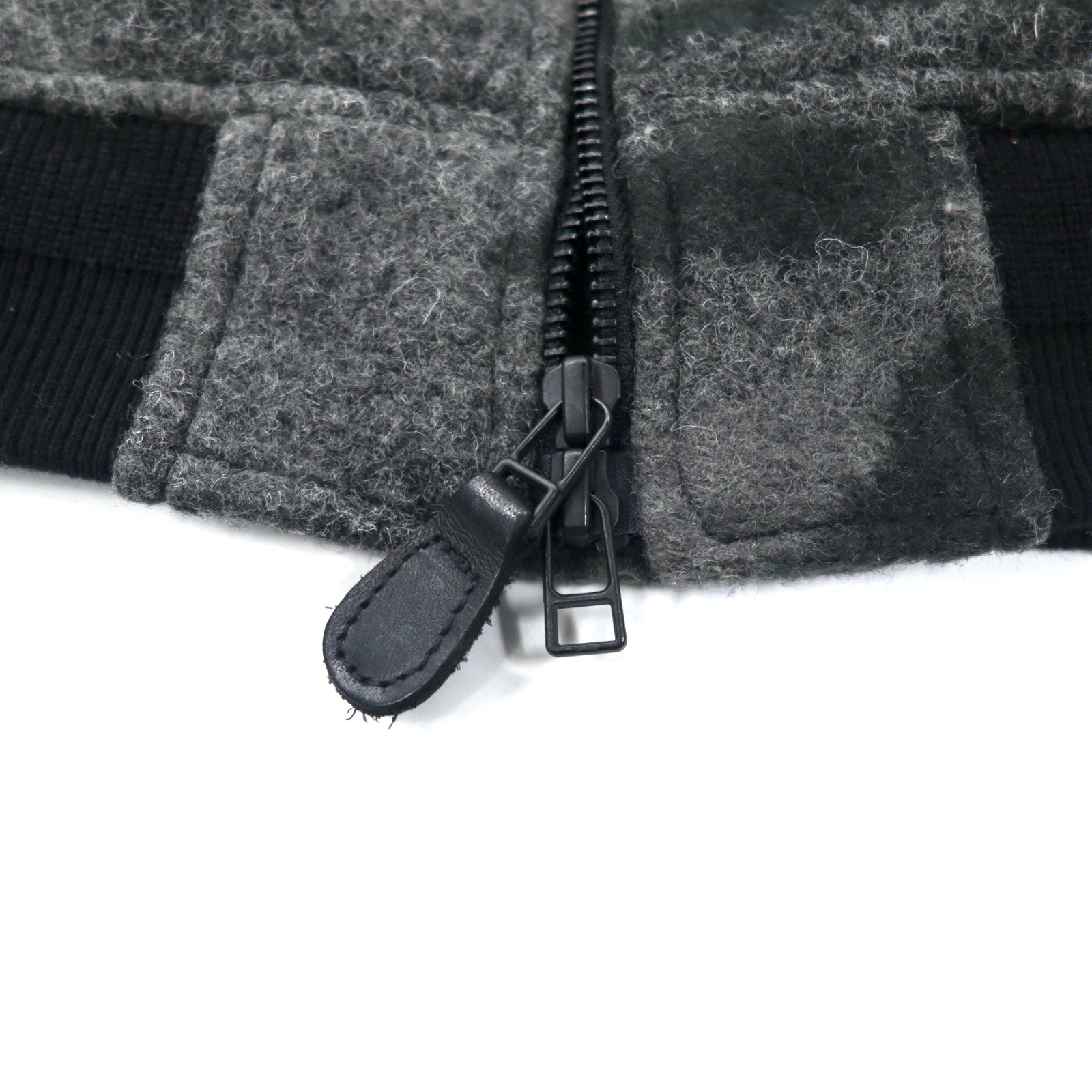 BOLINI BOLINI Giubbotto college con maniche in pelle 48 Grigio Nero Fantasia mimetica Melton Lana Pelle di capra Ricamo tigrato sul retro