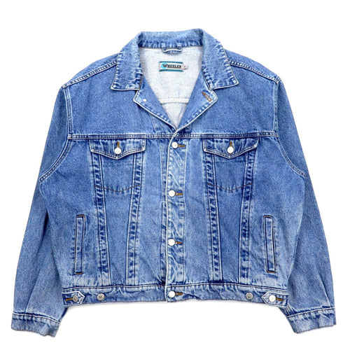 Anni '90 WHEELER Giacca in denim di tipo 3 Giubbotto trucker XL blu cotone