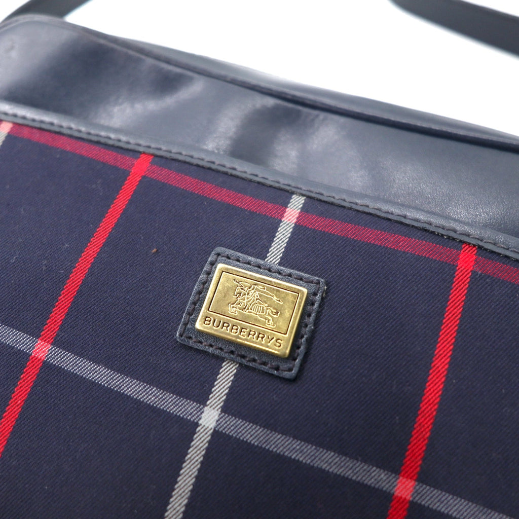 BURBERRYS Borsa a tracolla Nova Check vintage blu navy in tela e pelle, mai usata
