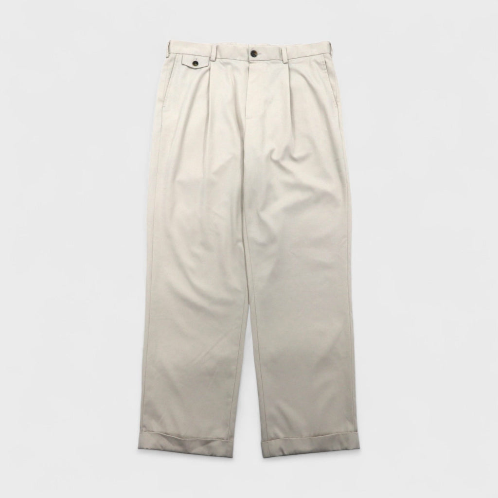 Brooks Brothers COUNTRY CLUB タック ワイド スラックスパンツ L ベージュ ポリエステル